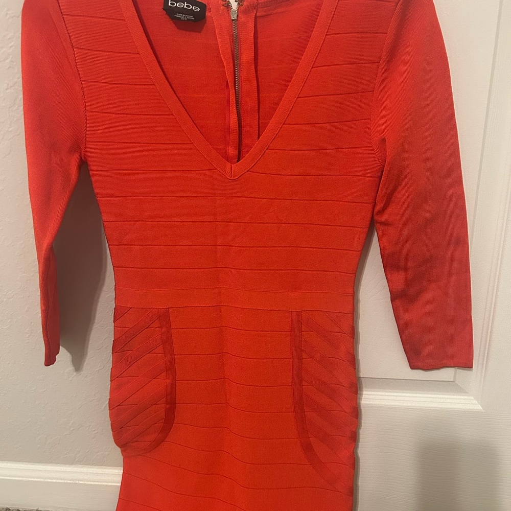 Bebe Scarlet Long Sleeve Bandage Dress